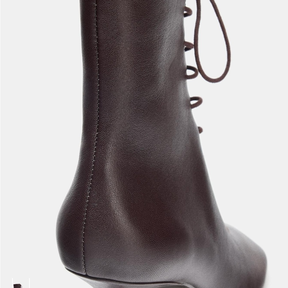 Zara Dark Brown Lace-Up Women's Boots - Picture 4 of 5